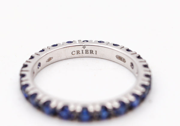 CRIERI Eternity Classic Ring-Band In 18Kt White Gold And 1.80 Cwt Vivid Blue Sapphires