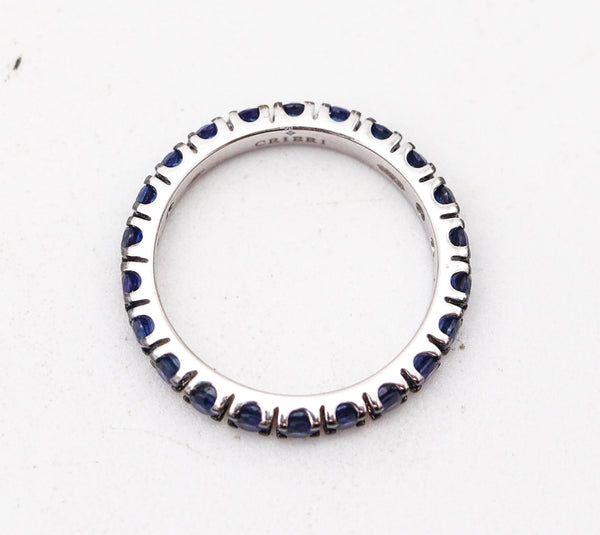 CRIERI Eternity Classic Ring-Band In 18Kt White Gold And 1.80 Cwt Vivid Blue Sapphires