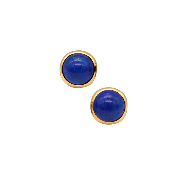 -Tiffany Co. 1980 Peretti Clips On Earrings In 18Kt Gold With Lapis Lazuli
