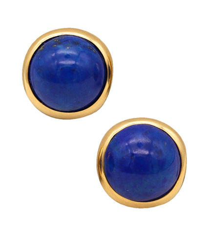 -Tiffany Co. 1980 Peretti Clips On Earrings In 18Kt Gold With Lapis Lazuli