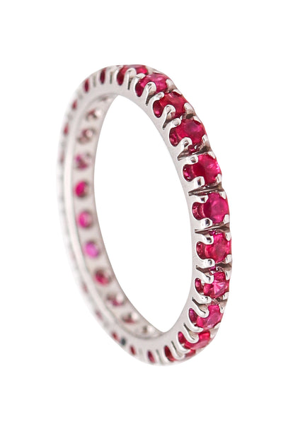 CRIERI Eternity Classic Ring Band In 18Kt White Gold With 1.25 Cwt Vivid Red Rubies