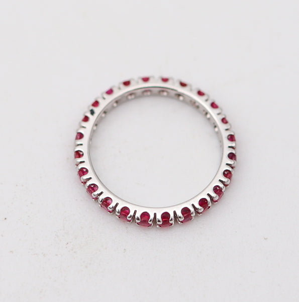 CRIERI Eternity Classic Ring Band In 18Kt White Gold With 1.25 Cwt Vivid Red Rubies