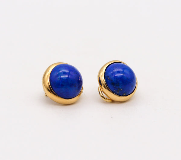 -Tiffany Co. 1980 Peretti Clips On Earrings In 18Kt Gold With Lapis Lazuli