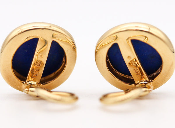 -Tiffany Co. 1980 Peretti Clips On Earrings In 18Kt Gold With Lapis Lazuli