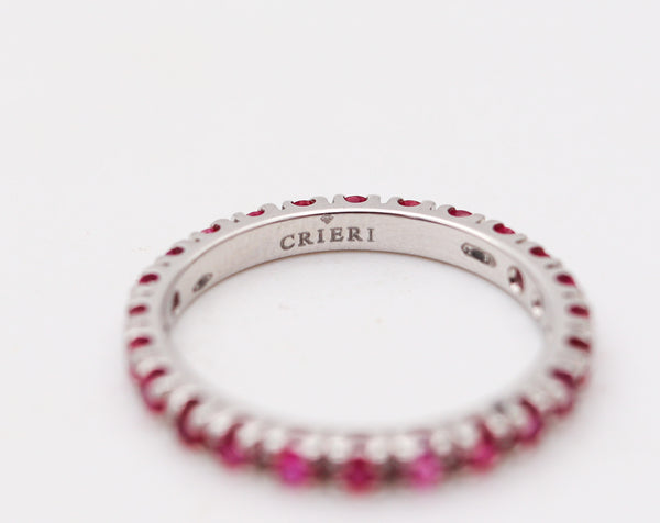 CRIERI Eternity Classic Ring Band In 18Kt White Gold With 1.25 Cwt Vivid Red Rubies