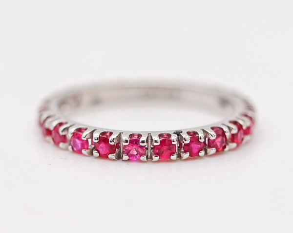 CRIERI Eternity Classic Ring Band In 18Kt White Gold With 1.25 Cwt Vivid Red Rubies