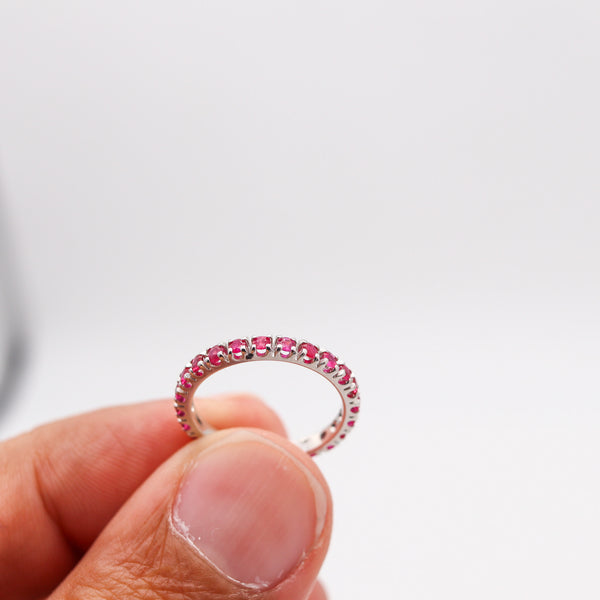 CRIERI Eternity Classic Ring Band In 18Kt White Gold With 1.25 Cwt Vivid Red Rubies