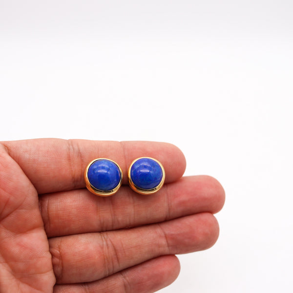 -Tiffany Co. 1980 Peretti Clips On Earrings In 18Kt Gold With Lapis Lazuli