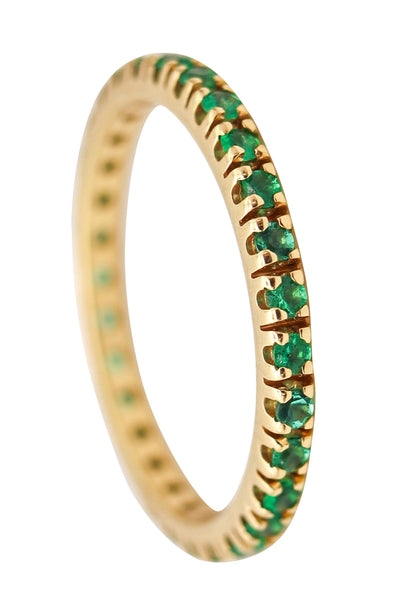 CRIERI Eternity Classic Ring Band In 18Kt Yellow Gold & 1.02 Cwt Colombian Emeralds