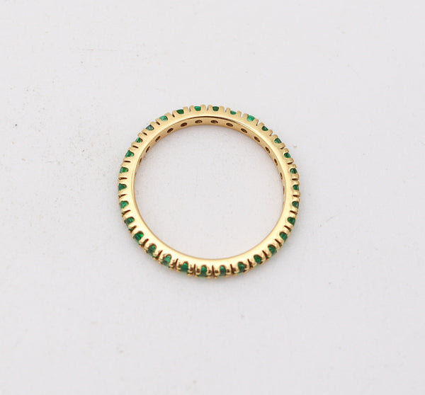 CRIERI Eternity Classic Ring Band In 18Kt Yellow Gold & 1.02 Cwt Colombian Emeralds