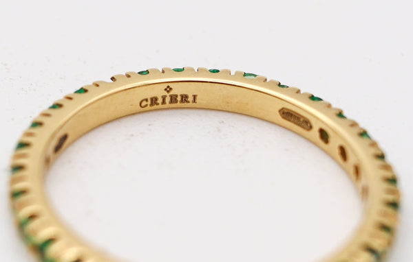 CRIERI Eternity Classic Ring Band In 18Kt Yellow Gold & 1.02 Cwt Colombian Emeralds