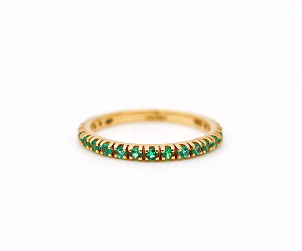 CRIERI Eternity Classic Ring Band In 18Kt Yellow Gold & 1.02 Cwt Colombian Emeralds