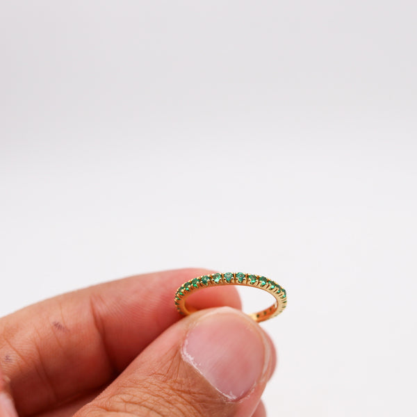 CRIERI Eternity Classic Ring Band In 18Kt Yellow Gold & 1.02 Cwt Colombian Emeralds