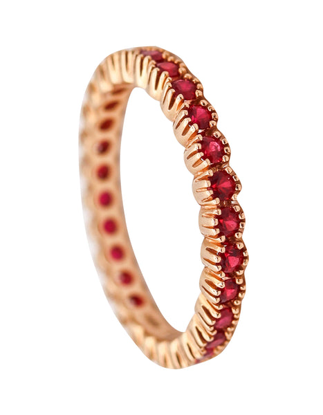 CRIERI Eternity Classic Ring Band In 18Kt Yellow Gold With 1.35 Cwt Vivid Red Rubies