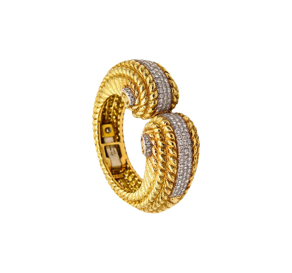 -David Webb 1960 Bangle Bracelet In 18Kt Yellow Gold With 9.52 Ctw In Diamonds