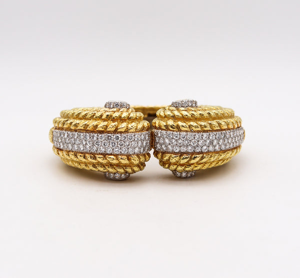 -David Webb 1960 Bangle Bracelet In 18Kt Yellow Gold With 9.52 Ctw In Diamonds