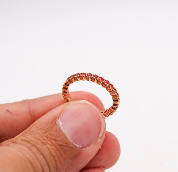 CRIERI Eternity Classic Ring Band In 18Kt Yellow Gold With 1.35 Cwt Vivid Red Rubies