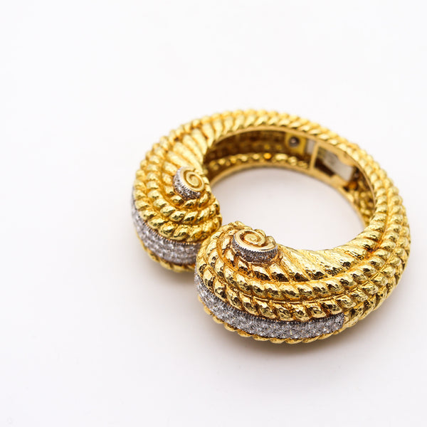 -David Webb 1960 Bangle Bracelet In 18Kt Yellow Gold With 9.52 Ctw In Diamonds