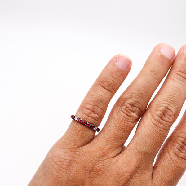 CRIERI Eternity Classic Ring In 18Kt Black Gold With 1.37 Cwt Rubies & Diamonds
