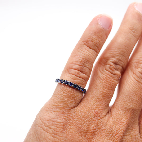 CRIERI Eternity Classic Ring-Band In 18Kt White Gold And 1.80 Cwt Vivid Blue Sapphires