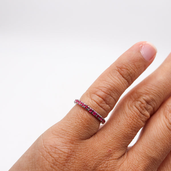 CRIERI Eternity Classic Ring Band In 18Kt White Gold With 1.25 Cwt Vivid Red Rubies