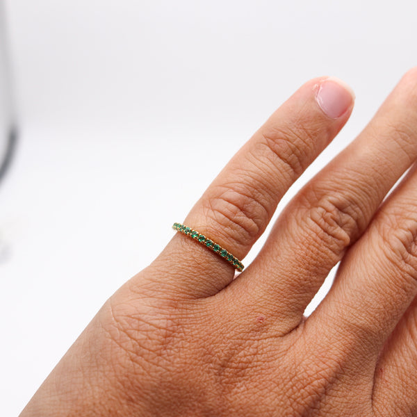 CRIERI Eternity Classic Ring Band In 18Kt Yellow Gold & 1.02 Cwt Colombian Emeralds