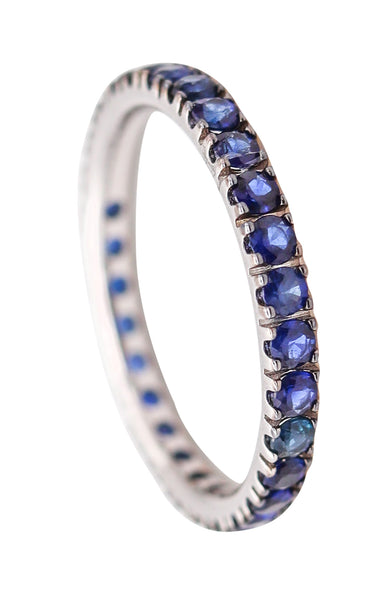 CRIERI Eternity Classic Ring Band In 18Kt White Gold With 1.76 Cwt Vivid Blue Sapphires