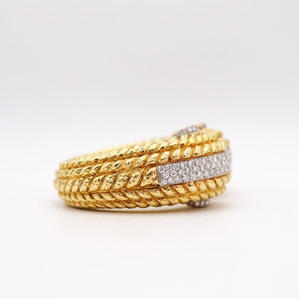 -David Webb 1960 Bangle Bracelet In 18Kt Yellow Gold With 9.52 Ctw In Diamonds