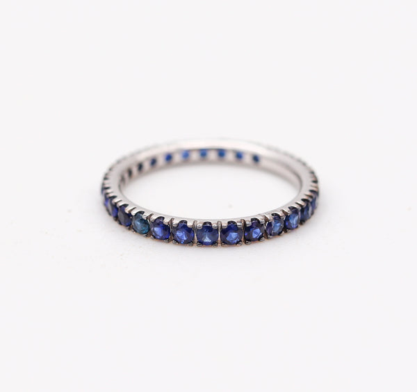 CRIERI Eternity Classic Ring Band In 18Kt White Gold With 1.76 Cwt Vivid Blue Sapphires