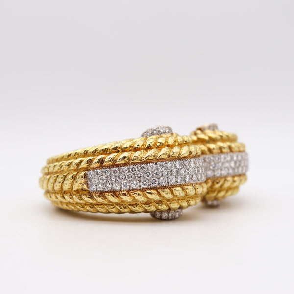 -David Webb 1960 Bangle Bracelet In 18Kt Yellow Gold With 9.52 Ctw In Diamonds