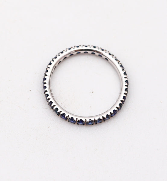 CRIERI Eternity Classic Ring Band In 18Kt White Gold With 1.76 Cwt Vivid Blue Sapphires