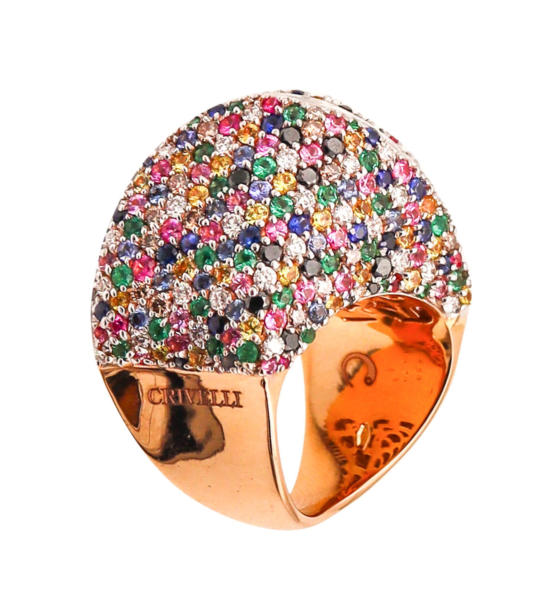 CRIVELLI GIOIELLI Cocktail Ring In 18Kt Gold With 6.88 Ctw In Diamonds & Gemstones