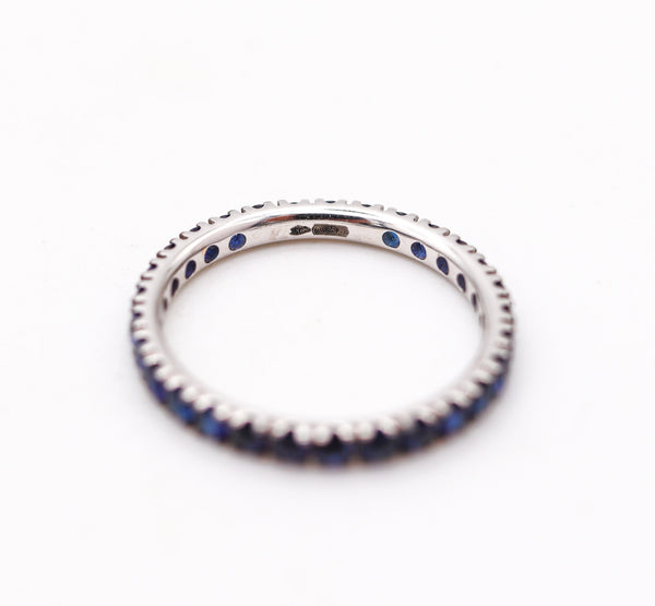 CRIERI Eternity Classic Ring Band In 18Kt White Gold With 1.76 Cwt Vivid Blue Sapphires