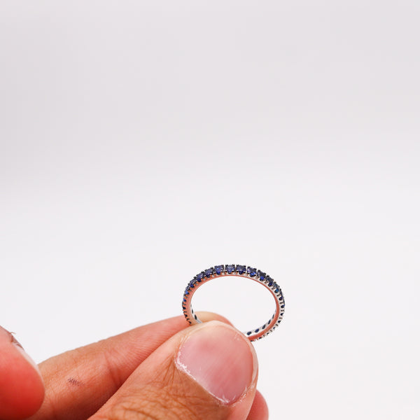 CRIERI Eternity Classic Ring Band In 18Kt White Gold With 1.76 Cwt Vivid Blue Sapphires