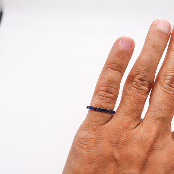 CRIERI Eternity Classic Ring Band In 18Kt White Gold With 1.76 Cwt Vivid Blue Sapphires