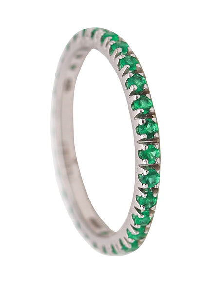 CRIERI Eternity Ring Classic Band In 18Kt White Gold And 1 Cwt Colombian Emeralds