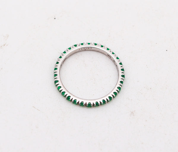 CRIERI Eternity Ring Classic Band In 18Kt White Gold And 1 Cwt Colombian Emeralds
