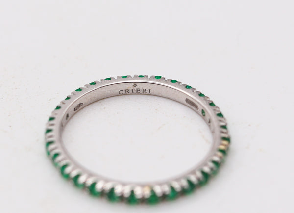 CRIERI Eternity Ring Classic Band In 18Kt White Gold And 1 Cwt Colombian Emeralds