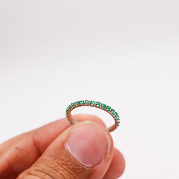 CRIERI Eternity Ring Classic Band In 18Kt White Gold And 1 Cwt Colombian Emeralds