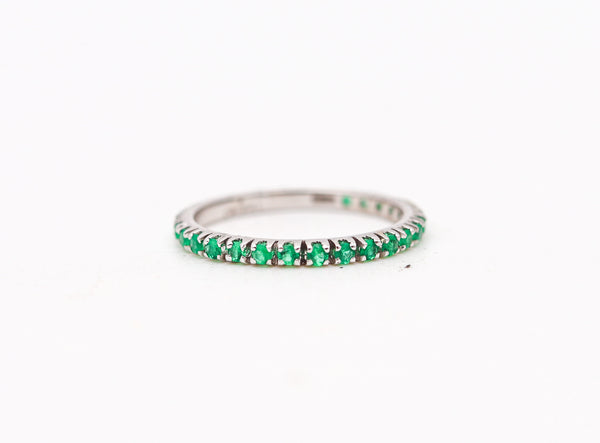 CRIERI Eternity Ring Classic Band In 18Kt White Gold And 1 Cwt Colombian Emeralds