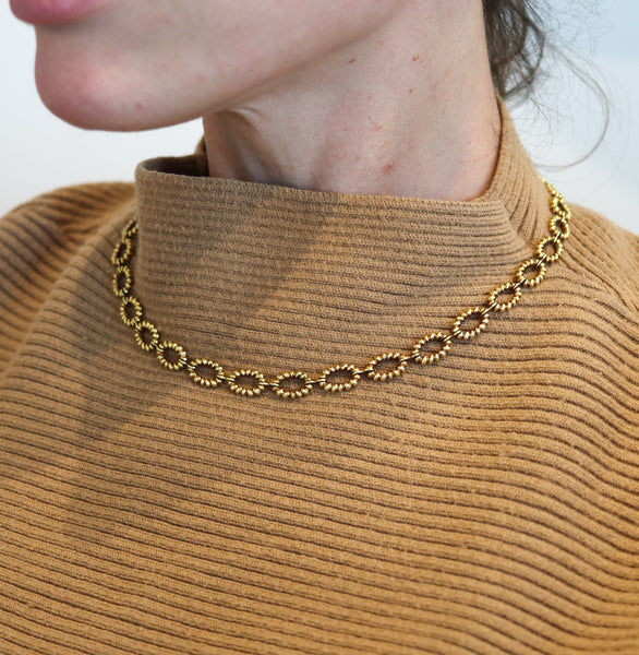 MELLERIO DITS MELLER 1970 Paris Chain Necklace In Solid Textured 18Kt Yellow Gold
