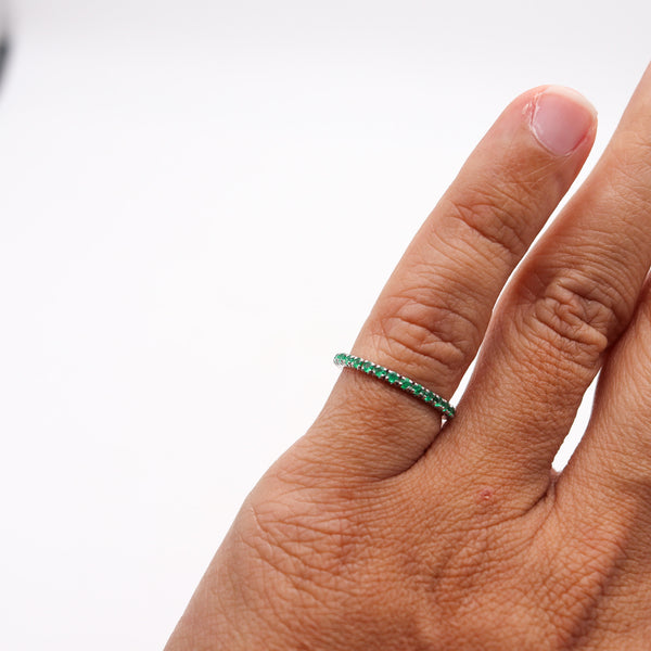 CRIERI Eternity Ring Classic Band In 18Kt White Gold And 1 Cwt Colombian Emeralds