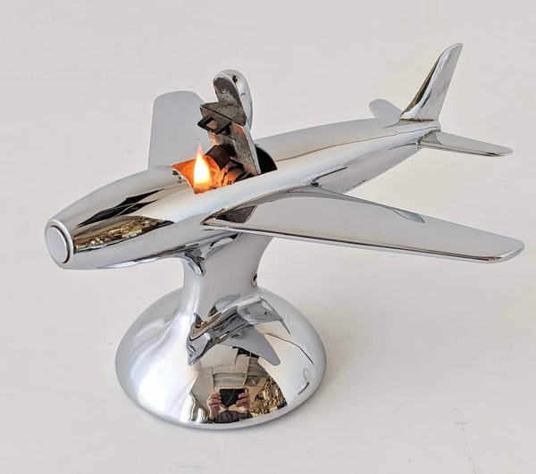 DUNHILL London 1954 Jet Aircraft F-86 Table Desk Lighter In Polished Chrome