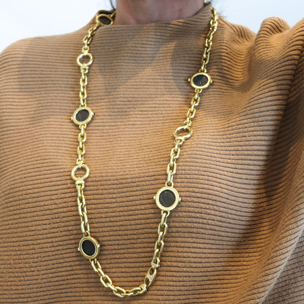 FRATELLI TERZIANI 330 AD Roman Coins Station Necklace In Solid 18Kt Yellow Gold