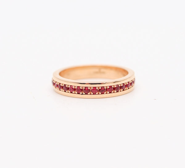 CRIERI Bold Eternity Ring Band In 18Kt Yellow Gold With 1 Ct. Vivid Red Rubies