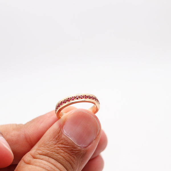 CRIERI Bold Eternity Ring Band In 18Kt Yellow Gold With 1 Ct. Vivid Red Rubies