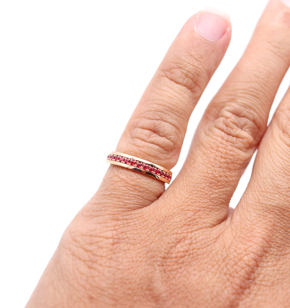 CRIERI Bold Eternity Ring Band In 18Kt Yellow Gold With 1 Ct. Vivid Red Rubies