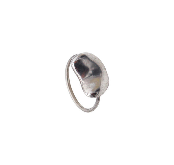 -Tiffany & Co. 1985 Elsa Peretti Kinetic Bean Ring In Solid .925 Sterling Silver