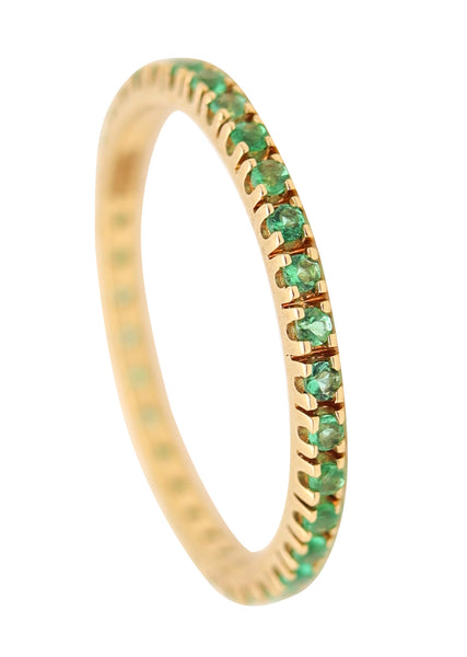 CRIERI Eternity Modern Ring-Band In 18Kt Yellow Gold & 0.75 Cwt Colombian Emeralds