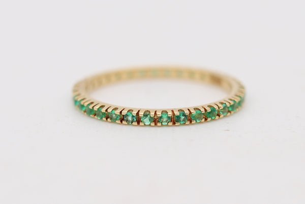 CRIERI Eternity Modern Ring-Band In 18Kt Yellow Gold & 0.75 Cwt Colombian Emeralds